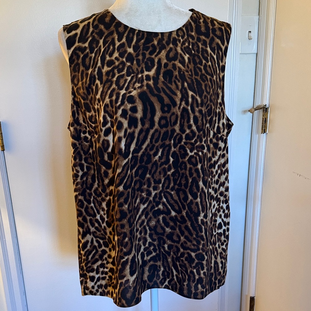 Leopard Print Sleeveless Top - Brown & Black